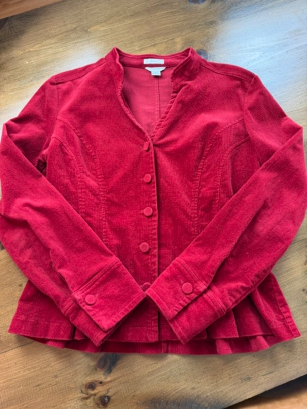 Christopher Banks Red Corduroy Jacket Blazer with Pleats Women's Med 2000's - Picture 3 of 14